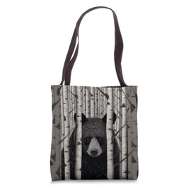 Wilderness Rustic bear design, Bear in the woods, Black Bear Tote Bag