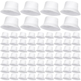 Mepase 80 Pcs Bucket Hat, Cotton Summer Cap for Women Men Summer Solid Color Beach Getaway Fisherman's Hat Outdoor and Travel (22.04-22.83 Inch)