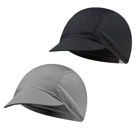 aoozleny - Gorra de ciclismo transpirable para verano, para ciclismo, absorbe el sudor, para mujeres, hombres, correr, deportes al aire última intervensión, juego de 2, Negro + gris, Large-X-Large