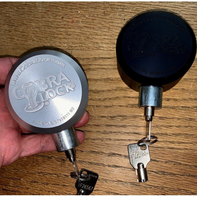 (2) COBRA HIDDEN SHACKLE PUCK LOCKS "ALUMINUM" PICK COLOR (4)ROUND