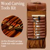 EDIETH 44Pcs Wood Carving Kit with Leather Case Complete Whittling