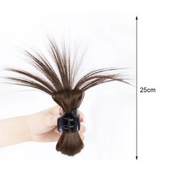 2PCS Messy Bun Hair Piece Claw Clip in Hair Bun Hair Piece Claw Clip in Straight Hair Half Bun Ponytail Extension Chicken Feather Shuttlecock Head Fountain High Ponytail for Women Girls (Light Brown)