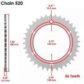 Caltric Rear Wheel Chain Sprocket For Honda CB300F 2015-18 / CBR300R 15-22 41201-K33-D00