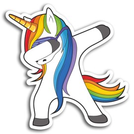 2 x 10cm Dabbing Unicorn Stickers - Girls Teenager Car Laptop #18145 (10cm Wide)