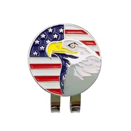 Funny & Unique Golf Ball Markers with Hat Clip – Food & Fun Icons – Perfect Golf Accessories & Gifts (US Flag and Eagle)