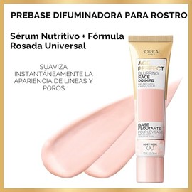 L'Oreal Paris Age Perfect Base de maquillaje difuminadora facial infundida con suero cuidador que suaviza líneas y poros