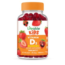 Lifeable Kids Vitamin D Gummies | Vitamin D3 1000iu | Great Tasting Vitamin D3 Gummies | D3 Vitamin for Strong Healthy Bones and Immune Support | Vitamin D for Kids, Boys, Girls | 90 Gummies