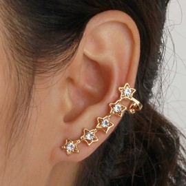 Vacaonio Vintage Cz Star Ear Climber Cuff Earrings Luck Star Ear Cuff Earrings Crystal Star Ear Crawler Earrings Gold Celestial Star Earrings Rhinestone Star Ear Wrap Earrings No Piercing Earrings