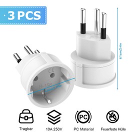 Oblinple Pack of 3 Switzerland Travel Adapter, DE to Swiss Adapter, EU to Swiss Socket Adapter, Germany Switzerland Socket, Schuko EU to Type J Plug for Maldives, Rwanda, Liechtenstein