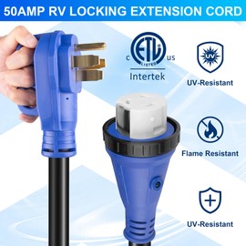 50 Amp RV Extension Cord 30 ft 250V Heavy Duty STW 6/3+8/1 Gauge Pure Copper RV Power Cord, Twist Lock ETL Listed NEMA 14-50P to SS2-50R Cable with Power Indicator& Polarity Lamp