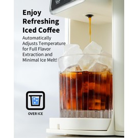 KIDISLE Hot & Iced Coffee Maker with Bold Setting, Single Serve Coffee Maker for K Cup and Grounds, 6-14 Oz Brew Sizes, 50 Oz Removable Water Tank, One Cup Coffee Machine with Reusable Filter, White