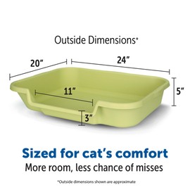 KittyGoHere Senior Cat Litter Box 1 Pack, Large Green Low Entrance Kitty Litter Box, Sized for Cats Comfort, Perfect for Senior and Arthritic Cats, Made in USA