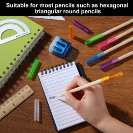60 Pieces Pencil Caps, Plastic Pencil Tip Protector Cover Colorful Pencil Extender Holders Cute Stationery Supplies for Student School Office, 6 Colours