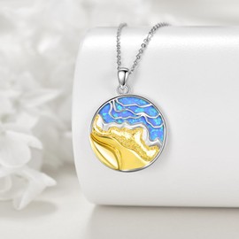 VENACOLY Wave Necklace 925 Sterling Silver Wave Ocean Pendant Jewellery Gifts for Women, Sterling Silver