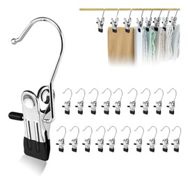 POKMILL Clothespins 20 Pcs Clothespins Stainless Steel Clothespins Hanger Rust Resistant Non Slip Clothespins Pinch Laundry Clips for Socks, Towels, Gloves, Snack Bags, Multi-Purpose Hooks (20)