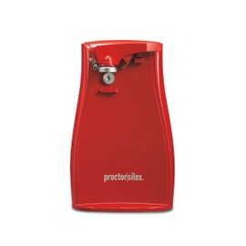 Proctor Silex Power Electric Automatic Can Opener for Kitchen with Knife Sharpener, Twist-off Easy-Clean Lever, Cord Storage, Red (75226)