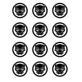 Handmade 12 Black Panther edible paper, cupcake cookie toppers CHOOSE SIZE pre cut - 2.5"