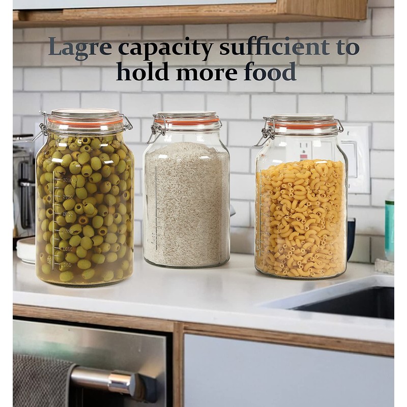 Folinstall Super Wide Mouth Glass Storage Jar with Airtight Lids,