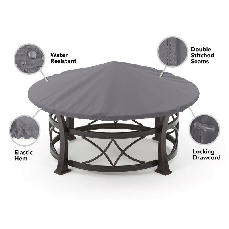 Covermates Round Firepit Top Cover – Water-Resistant Polyester, Adjustable Buckle