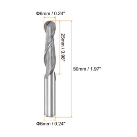 HARFINGTON Ball Nose End Mill 6mm Diameter 25mm Cutting Length 6mm Shank High Speed Steel 2 Flutes Spiral Upcut CNC Router Bits