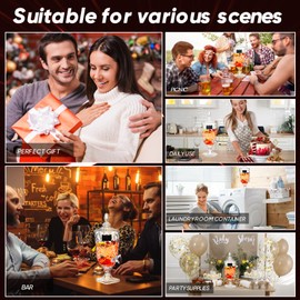 Zhehao Zhehao 2 Pcs Drink Dispensers for Parties 1.3 Gallon Glass Beverage Dispenser Clear Vintage Crystal Iced Beverage Dispenser with Spigot and 2 Wooden Chalkboard Wide Mouth Beverage Server for Bar Home