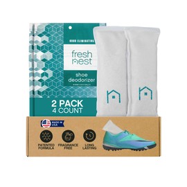 Fresh Nest Shoe Deodorizer with Zeolites 2-Pack - Odor Eliminator, Air Freshener, Smell Absorber, Sneakers, Gym Bags, Soccer Cleats, Closets, Pet Area, Reusable - Shoe Deodorant