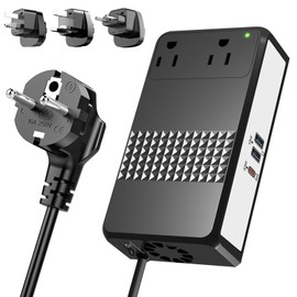 HYTED 600W Voltage Converter 220V to 110V, 3-Port GaN 33W USB-C & 15W USB-A, Pure Sine Wave, Plug & Play, Power All American Appliances Abroad - Includes Plug Adapters C, G, I, E/F (White)