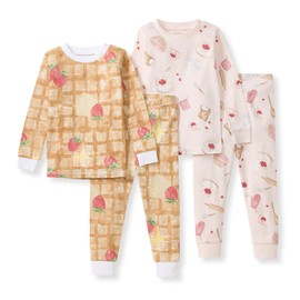 Burt's Bees Baby Baby Girl's Toddler-2 Pack Pajamas, Tee and Pant 2-Piece Pj Set, 100% Organic Cotton, Waffle & Cheesecake