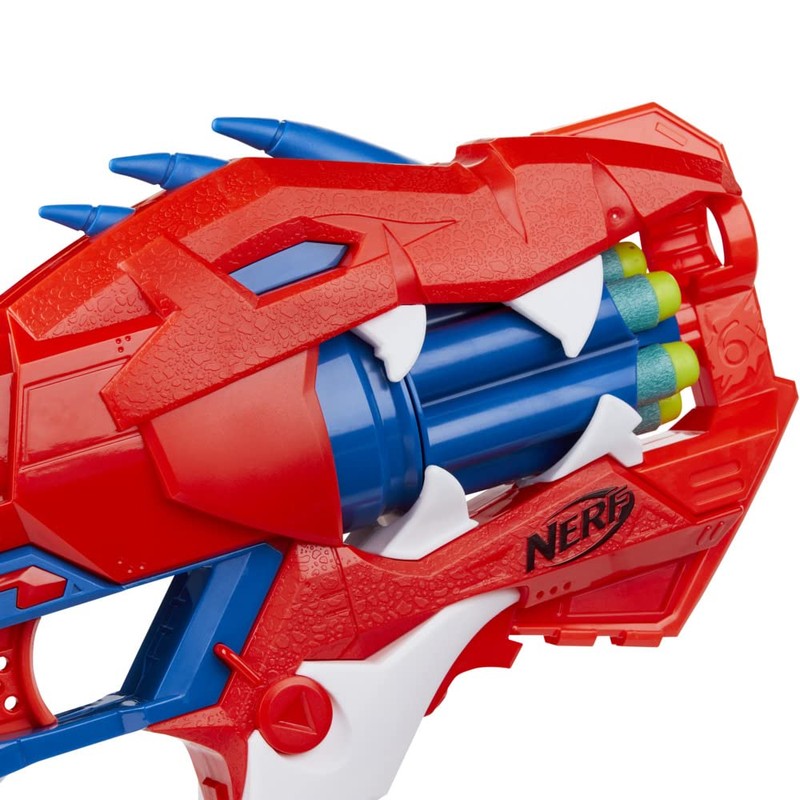 Nerf DinoSquad Raptor Slash Blaster, 6 Dart Rotation barrel, Quick