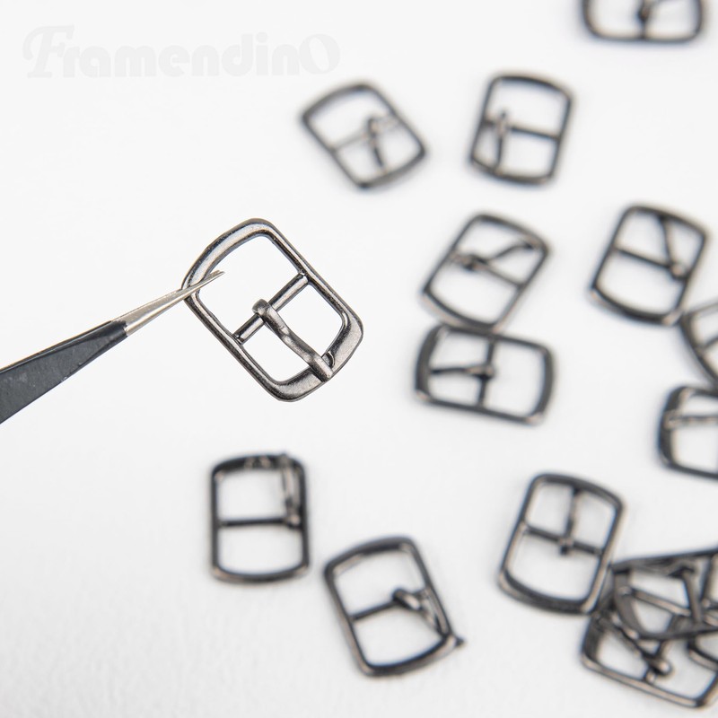 Framendino, 20 Pack Black Rectangular Metallic Single Prong Pin Shoes