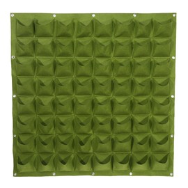64 Pockets Vertical Outdoor Garden Felt Plants Flower Growing Bag Wall Hanging Planter (Green)