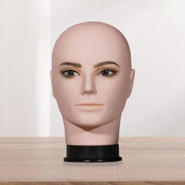 Milageto Bald Male Mannequin Head for Makeup and Hat Display, Training Model for Hair Styling