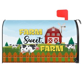 TOUNER Farm Sweet Farm Mailbox Covers, Funny Cow Magnetic Letter Box Wrap, Cow Post Letter Box Decor for Outdoor Garden Yard Farmhouse Country, Mailbox Decor Gifts for Friends Neighbors New Homeowners