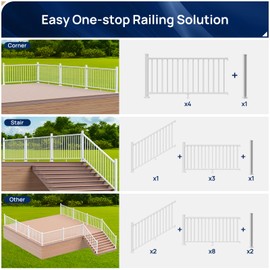 Egadis 1 Pack 42 in.x 2.56 in. x 2.56 in. Deck Railing Post with Screws, Aluminum Railing Post, White Outdoor Textured Powder-Coat Finish Stair Post for Decks, Porches & Balconies (1 Post)