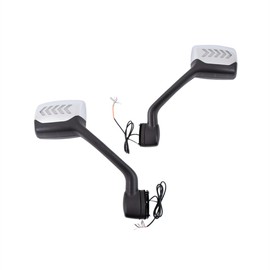 Fit for Truck Kenworth T680 2013-2019 Chrome Hood Mirror Assembly with LED light Five Arrows Driver and Passenger side One Pair