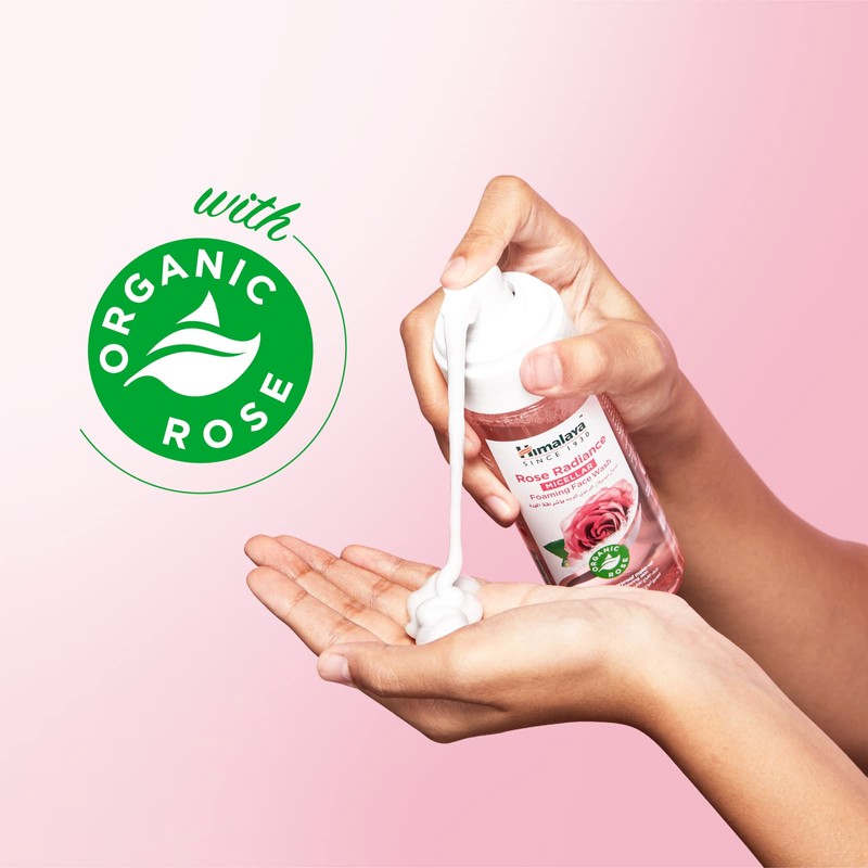 Himalaya Rose Radiance Micellar Foaming Face Wash, Removes Waterproof Make-up,