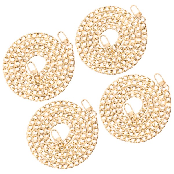 Wokape 4Pcs 39.4Inch Gold Luxury Fashion Flat Chain Strap with