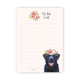 Curled Up Black Labrador To Do List Notepad – A6 50 Tear Off Pages - Black Labrador Gifts – Notes Organiser – Dog Lover Memo Desk Pad