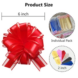 sxvblly 6 PCS Large Pull Bows 6 Inch Red Bows for Gift Wrapping Wedding Basket Birthday Party Gift Boxes and Flower Decorations