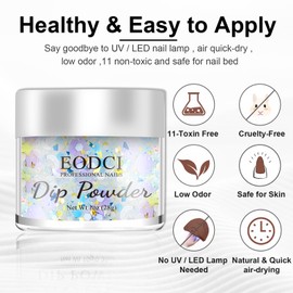EODCI Dip Nail Powder, Moon Star Glitter Color Dip Powder Nail Art Starter Manicure DIY - No Needed Nail Lamp Curing - Long Lasting Odor-Free Nail Color for Professionals & at-Home - 1 oz