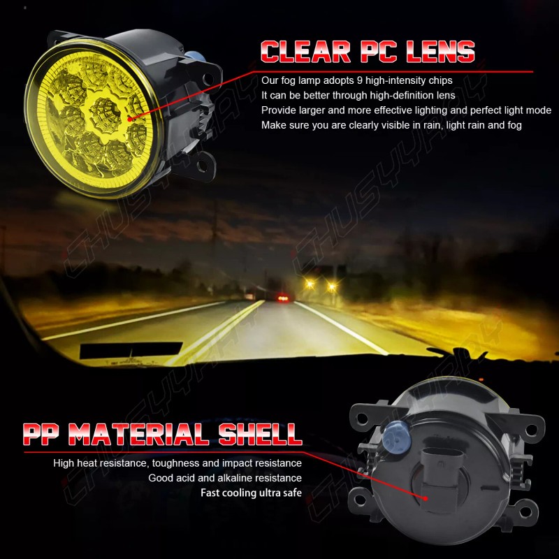 CHUSYYRAY Front LED Yellow Fog Lights Bumper Lamp For Subaru