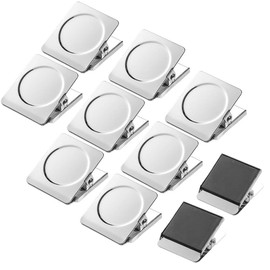 Andexi Magnet Clips Refrigerator Magnets for Whiteboard 10-Piece Set Stainless Steel Magnetic Clips Office Supplies School Supplies Hook Clips for Maps Bulletin Boards