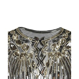 Grouptap 1920s gold gatsby shawl bolero sequin cape shrug wrap for golden women ladies flapper art deco vintage dress costume (Gold, One Size)