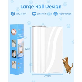 Anti Cat Scratch Protector, 11.8" x 118" Furniture Protectors from Cats Scratch Deterrent Tape, Cat Couch Scratch Protector, Transparent Single-Sided Sticky with 20 Fasteners, 1 Trowel