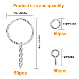 150Pcs Keyring Making Kit Including Jewellery Jump Rings Key Chain Key Rings Hoops Metal Key Split Rings for Jewellery Making DIY