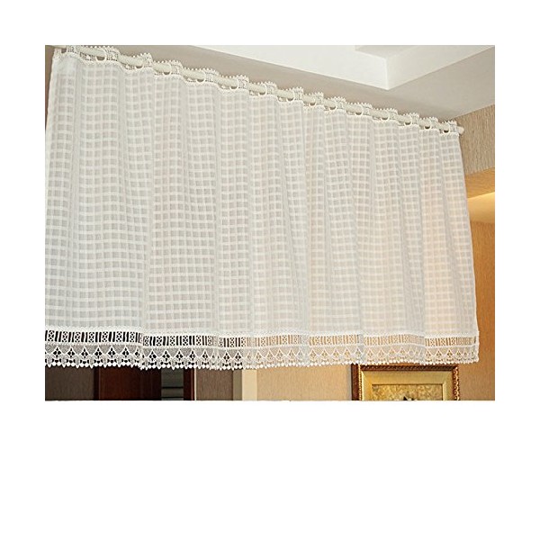 OLizee® Elegant White Lace Kitchen Curtain Sheer Curtain Half Curtain