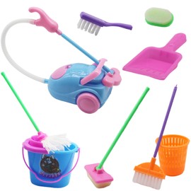 Doll House Accessories and Furniture Set, Miniature Bucket Doll Housework Cleaning Supplies Mini Dollhouse Accessories Dollhouse Furniture Decoration for 11.5 inch Doll (Doll House Cleaning)