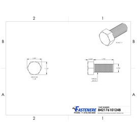 3/4-10 x 1-3/4" Hex Head Cap Screw Bolts, Stainless Steel 18-8, Full Thread, Plain Finish, Flat Point, Quantity 10 by Fastenere