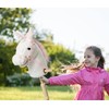 HollyHOME Plush Unicorn Stick Horse with Wood Wheels Real Pony