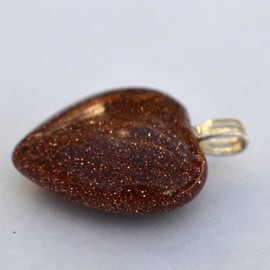 Herz Anhänger Glas, Opalglas oder Goldfluss blau oder rot, Schmuck Herzen klein, 925 Silber (Goldfluss rot)